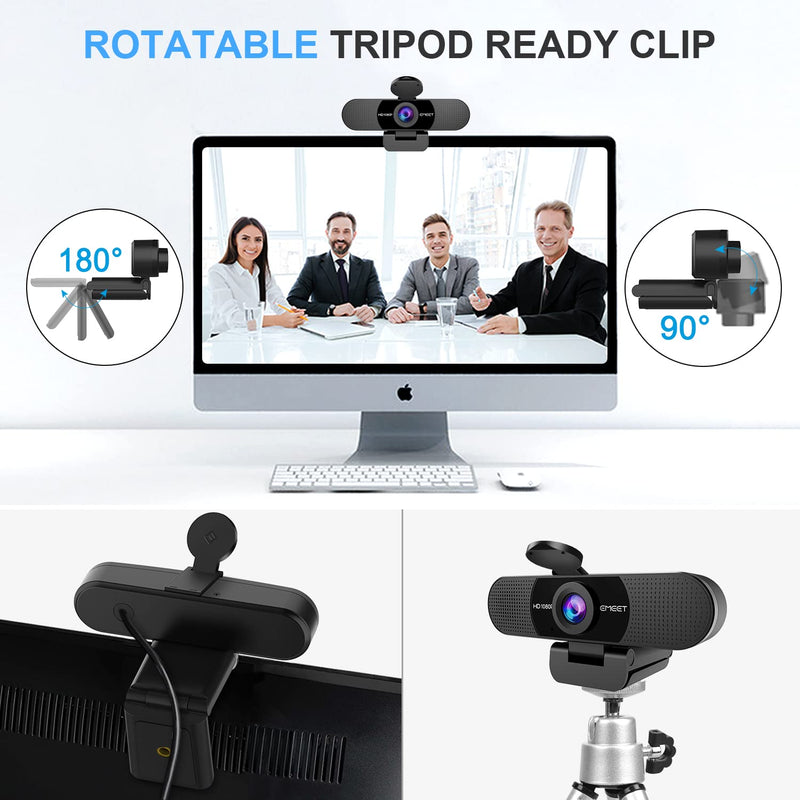 EMEET 1080P Webcam with Microphone, C960 Web Camera 2 Mics Streaming Webcam | 90°FOV Computer Camera, Plug and Play USB Web Cam for Online Calling/Conferencing, Zoom/Teams/Facetime/YouTube, Laptop/PC Clear 1080P w/ 90° Wide FOV