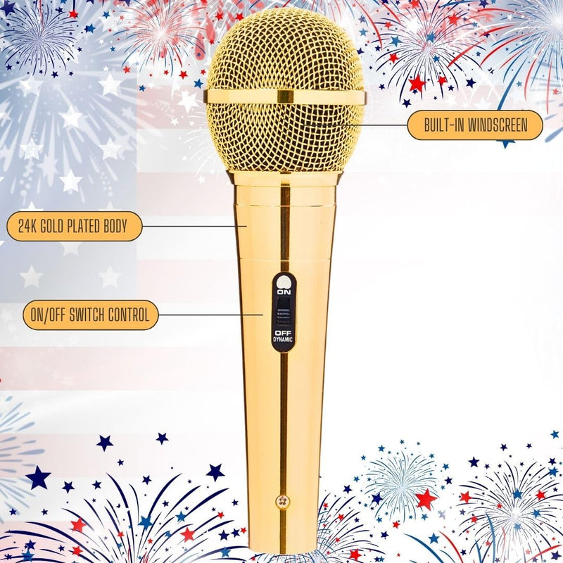 Sparkle Gold Cardioid Dynamic Vocal Wire Microphone with 10FT XLR Cable
