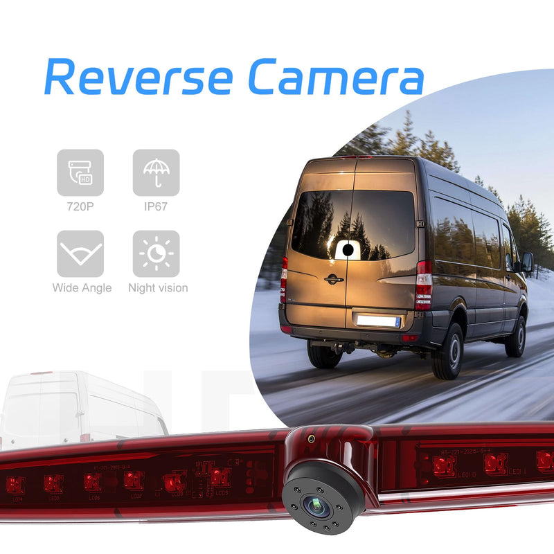 Back up Camera for Ford Transit 2012 2013 2014 2015 High Mount Third Brake Light Backup Camer IP67 Waterproof Reverse Camera with 140°Viewing Angle Night Vision Rear View Camera P1