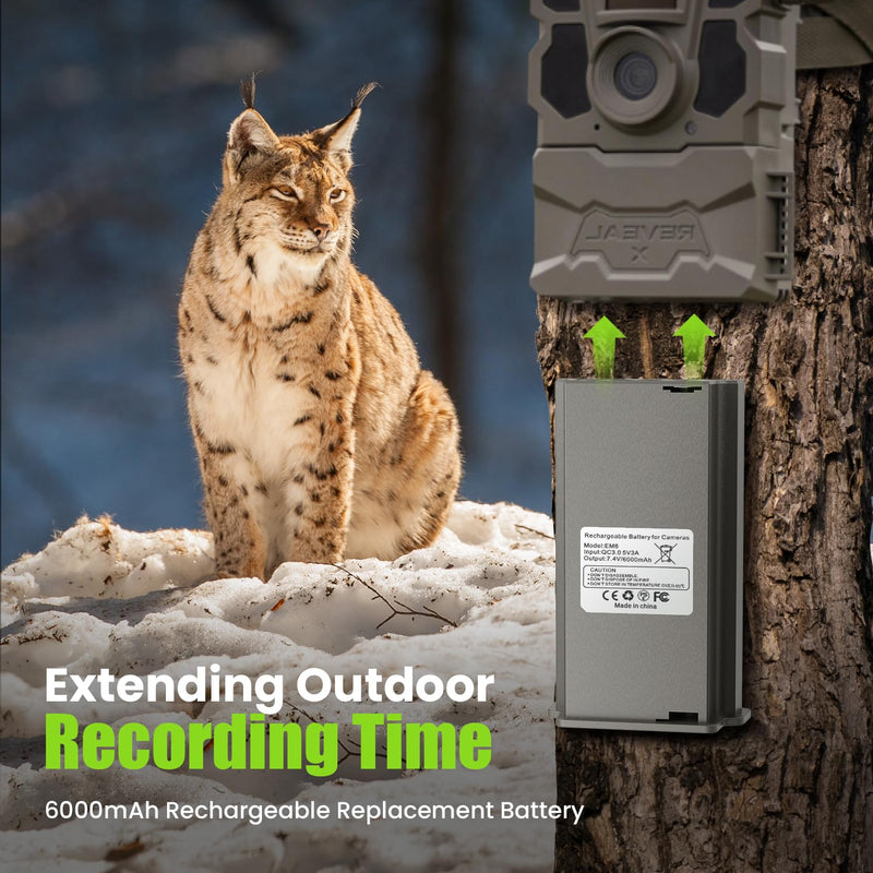 Rechargeable Lipo Lithium Battery Pack Trail Camera Battery Compatible with Reveal Hunting Camera X, X Pro, Pro 3.0, X Gen 2.0 3.0, XB, SK (Pack of 2, 6000mAh) Pack of 2