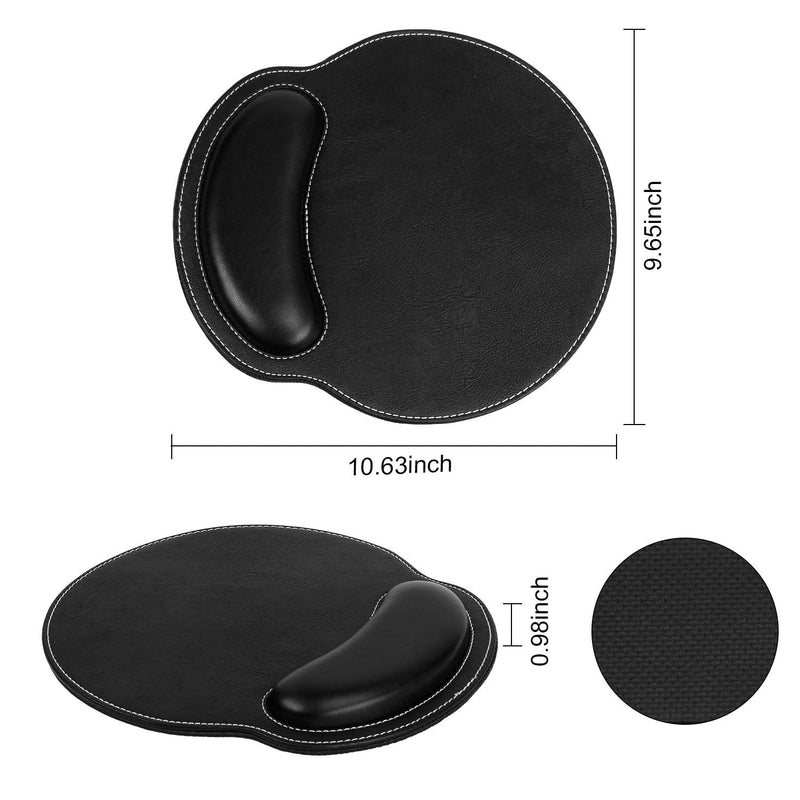 RICHEN Ergonomic PU Leather Keyboard Wrist Rest and Mouse Pad with Wrist Support, Memory Foam Set for Computer/Laptop,Gaming and Office, Comfortable for Easy Typing & Pain Relief (PU Black) Pu Black