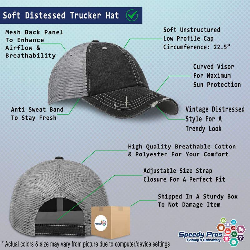 [AUSTRALIA] - Speedy Pros Distressed Trucker Hat Got Harmonica Embroidery for Men & Women Black Gray 