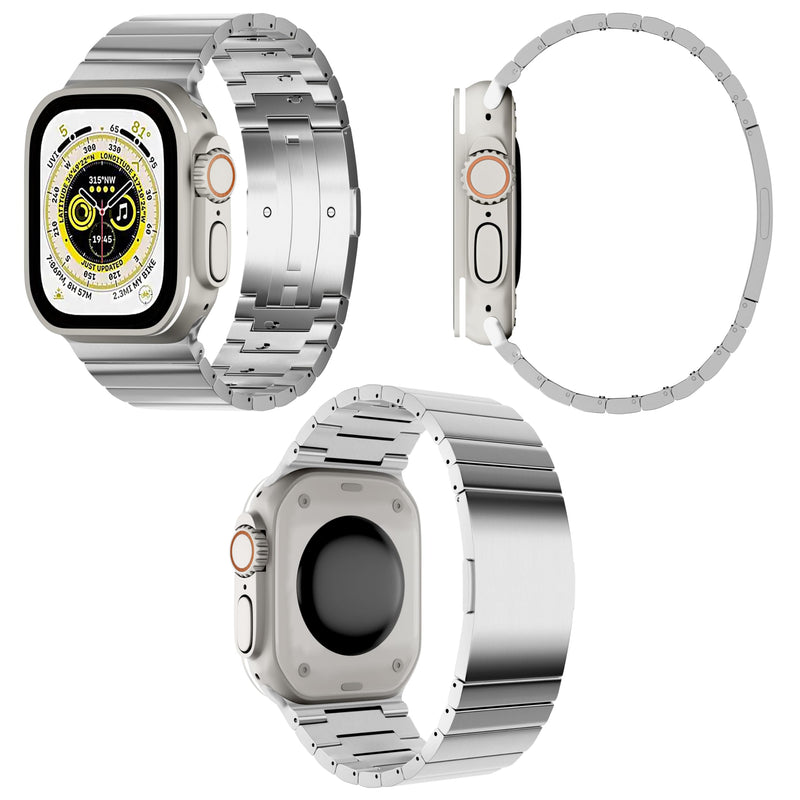 LDFAS 26mm Wide Band Compatible for Apple Watch Ultra 3/2 Band 49mm,Titanium Metal Strap for iWatch Band Hidden Buckle Compatible for Apple Watch Series 10/9/8 46/45/44mm Band, Silver