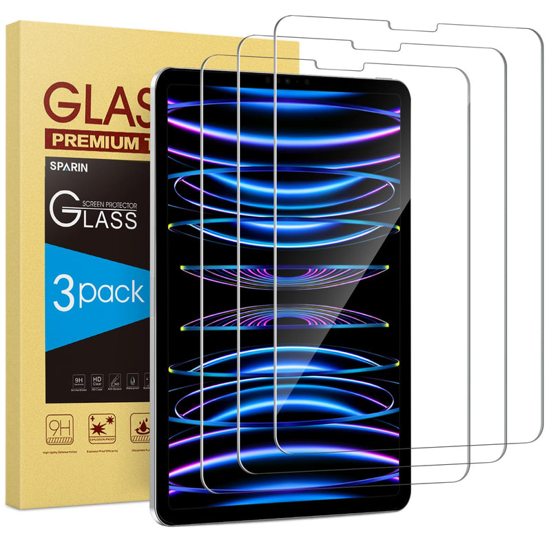 SPARIN 3 Pack Screen Protector for iPad Air 5th/4th Generation 10.9 inch (2022/2020) iPad Pro 11 inch All Models, Tempered Glass for iPad Air 5/Air 4-Case Friendly