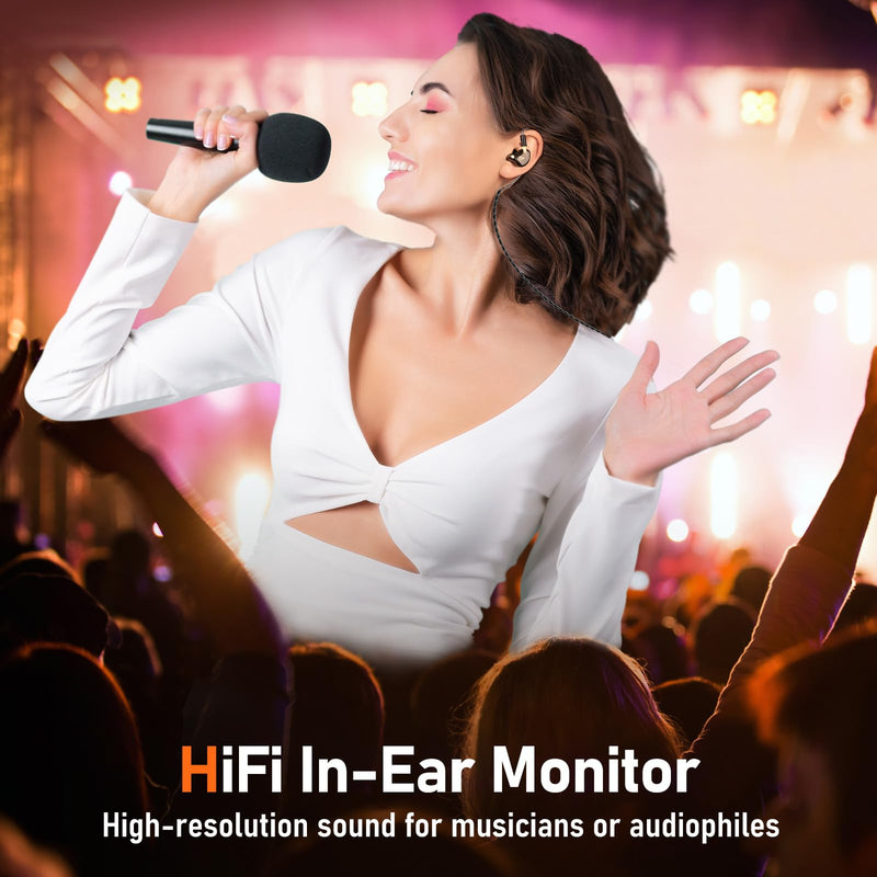 [AUSTRALIA] - Vibes 202M Wired Earbuds - HiFi in Ear Monitor Headphones - Noise Isolating Ear Buds w/ Mic - Clear Sound, Deep Bass & Comfort-Fit Gaming Earphones - MMCX to 3.5mm & Silver Plated Cord, Carrying Case 3.5mm & Mic 1-Black 