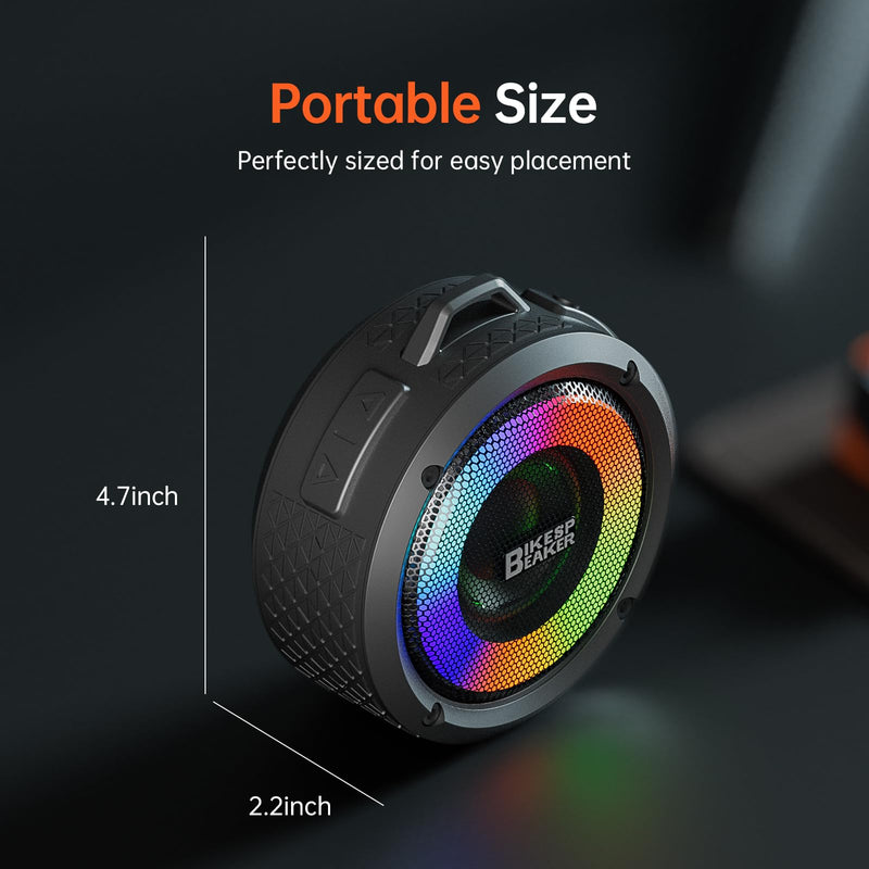 [AUSTRALIA] - Bluetooth Shower Speaker with Light, Enhanced bass, Upgraded Portable Shower Speakers, Dual bass Driver, 12H Playtime, Suction Cup, Lanyard, Hands-Free Function for Bathroom Beach Party Deep Black 