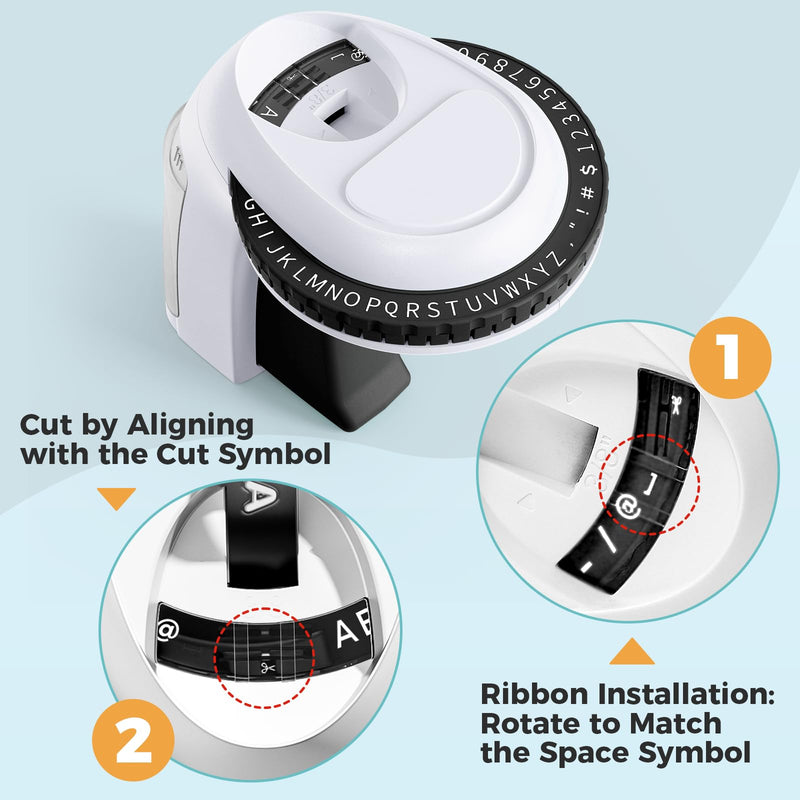 [AUSTRALIA] - Embossing Label Maker Machine with Tapes, Vintage Embossed Label Maker Manual, Retro Emboss Label Maker Old School, Embosser with 5 Rolls 9mm 3D Tapes for Home Office Kids DIY Crafting, Black 1 Label Maker+5 Tape 