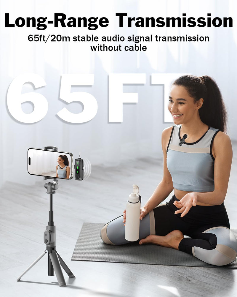 PoP voice 3in1 Wireless Lavalier Microphone for iPhone/Android/Camera/iPad, mini Microphone with Magnetic Collar Clip, Mini Lapel Lav Mic with Noise Reduction for Vlog YouTube TikTok Interview