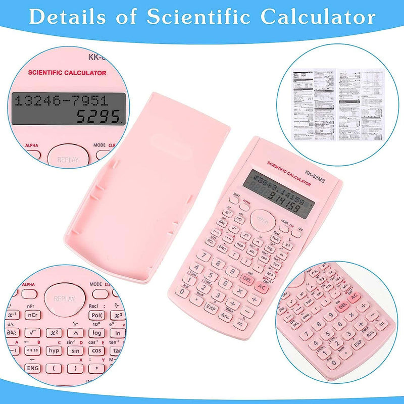 Scientific Calculators Desktop, Scientific Calculators for Students, Scientific Calculator 240 Functions 2 Line 10+2 Digits, Desk Math Calculator for School (Pink) Pink