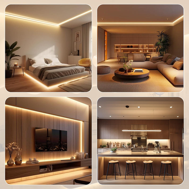 [AUSTRALIA] - Wefomey 65.6ft COB LED Strip Light with Remote, 3000K Dimmable Bright Warm White Led Lights Strip, Flexible DC24V Led Tape Light for Bedroom, Kitchen, DIY Lighting (2 Rolls of 32.8ft) 65.6Ft-3000K Warm White 