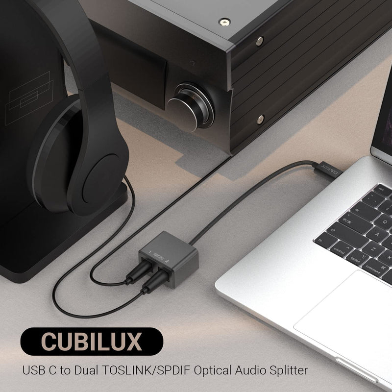 [AUSTRALIA] - Cubilux USB C to Dual SPDIF Adapter [192KHz/24bit DAC] for iPad 10 iPad Pro/Air 5 4/Mini 6 MacBook Mac iMac Samsung S24/S23/S22/S21/S20 Pixel 8/7/6 Pro Type C to Double TOSLINK Optical Audio Splitter 