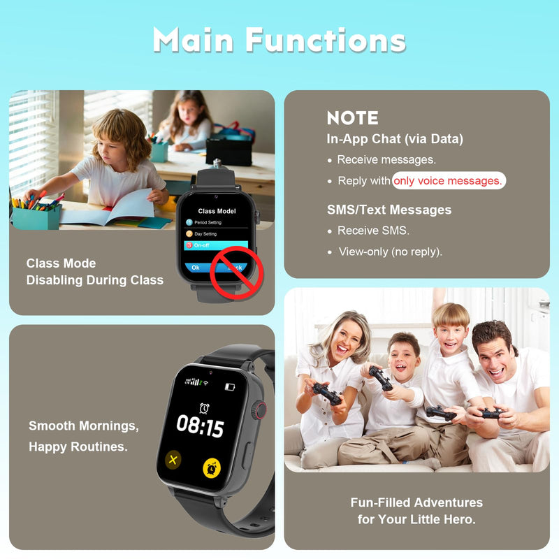 4G Kids Smart Watch for Boys Girls with GPS Tracker, Kid Smartwatch Phone Call SOS Video Call for Kids Birthday Gift Ages 4-12