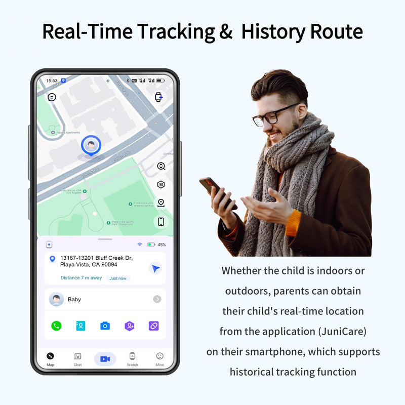 4G Kids Smart Watch Boys with GPS Tracker & Call Phone Age 5-12, Light Blue | 1.85" SmartWatch for Kids with SOS Calling, School Mode, Parental Controls,12/24 Hr, Text Message, HD Video Call, Voice Chat