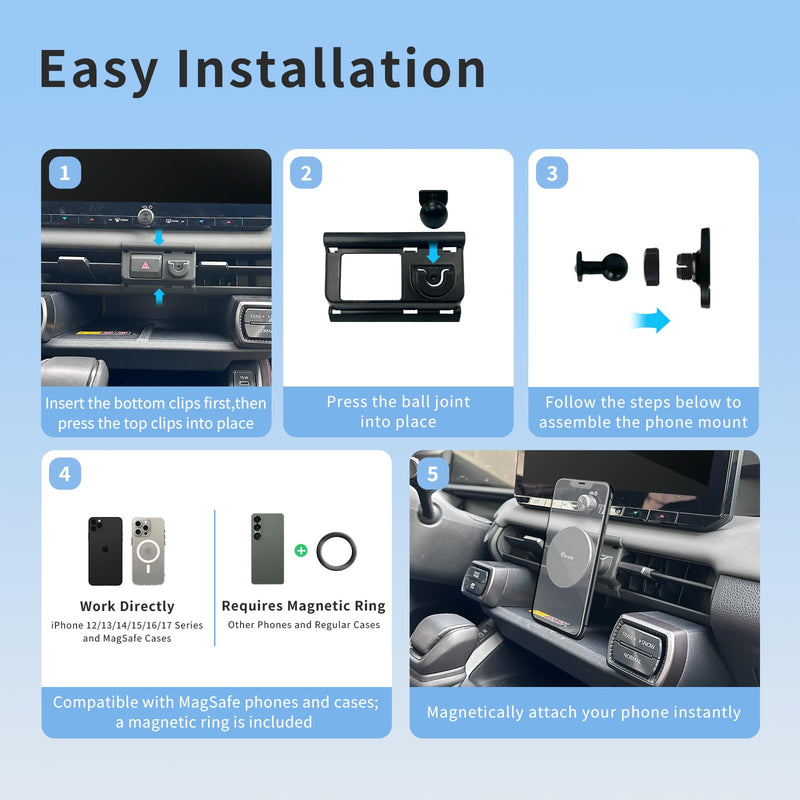 Car Phone Holder for Toyota RAV4 2026 Accessories, Air Vent Magnetic Car Phone Mount with Upgraded 360° Metal Ball Joint, Phone Holder for iPhone Samsung Google Pixel Android Phones RAV4 2026 Magnetic Holder-Metal Ball Joint