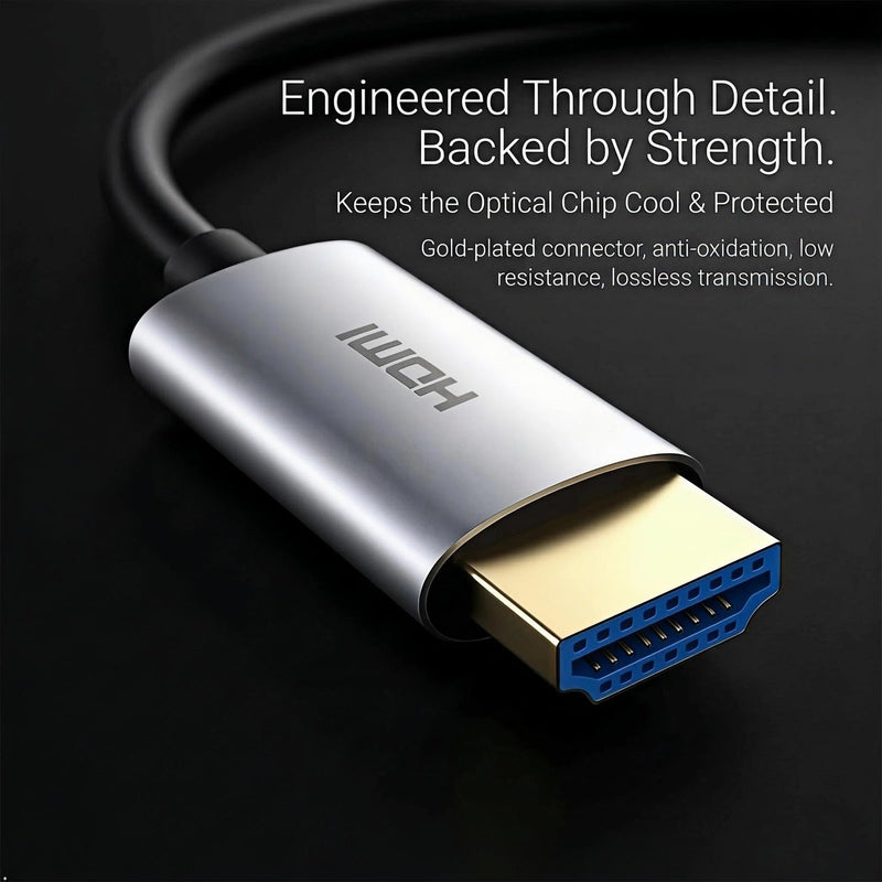 65ft (20m) Fiber Optic HDMI Cable, Lightweight Aluminum Housing | 4K@60Hz HDR, Dolby Vision, 18Gbps, 4:4:4 | HDCP 2.2, ARC, 3D | Ultra-Slim for Home Theater, Projector, PS5 & Apple TV 60ft