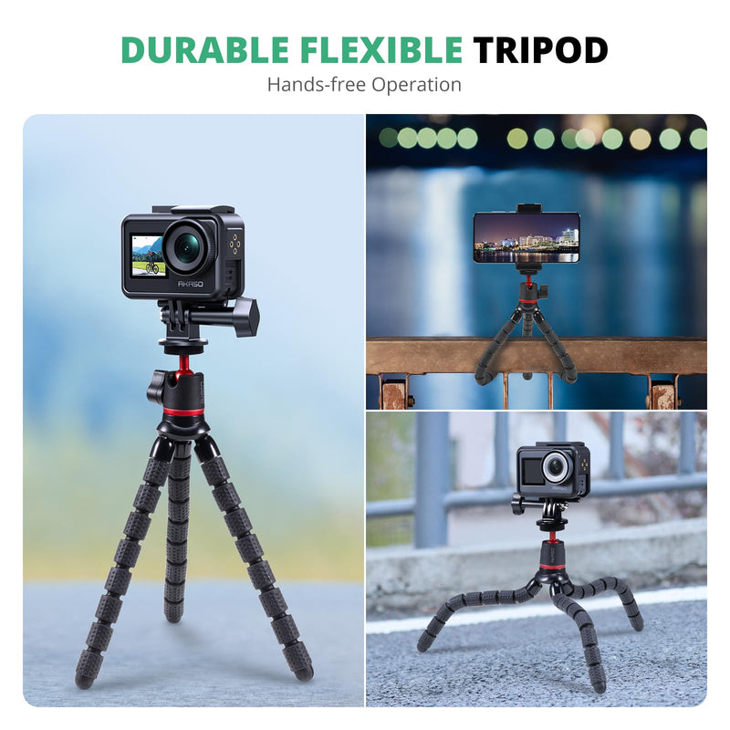 [AUSTRALIA] - AKASO Mini Flexible Tripod Stand Travel Octopus Tripod with 1/4'' Screw for Magic Arm, Compatible with AKASO Action Camera EK7000/Brave 4/Brave 7 LE/Brave 7/GoPro Hero12/11/10/ 9/Max/DJI Osmo Action 