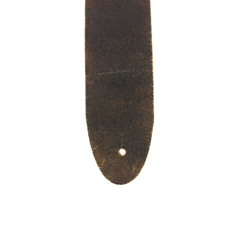 [AUSTRALIA] - Walker And Williams STR-09 Distressed "Weathered" Black Olive Top Grain Premium Italian Leather Guitar Strap For Acoustic, Electric, And Bass Guitars 