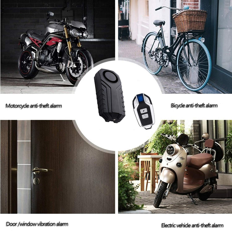 Upgraded Bike Alarm Waterproof with Remote, Vibration Motorcycle Bicycle/Door Burglar Alarm,eBike Anti Theft 113dB Loud, Adjustable Sensitivity, Scooter Accessories Vibration Sensors
