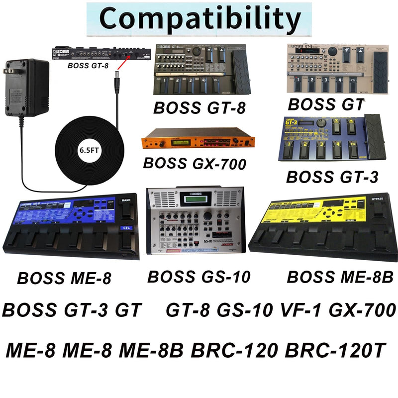 14VAC Adapter for Boss GT-3 GT-8 GS-10 VF-1 GX-700 SP-505 DR-770 ; Boss BRC-120 BRC120T,ME-8 ME-8B AF-70,GR-20,GR-33 Roland A41408DC Guitar Effects Processor PS Wall Home 14V Charger Mains PSU