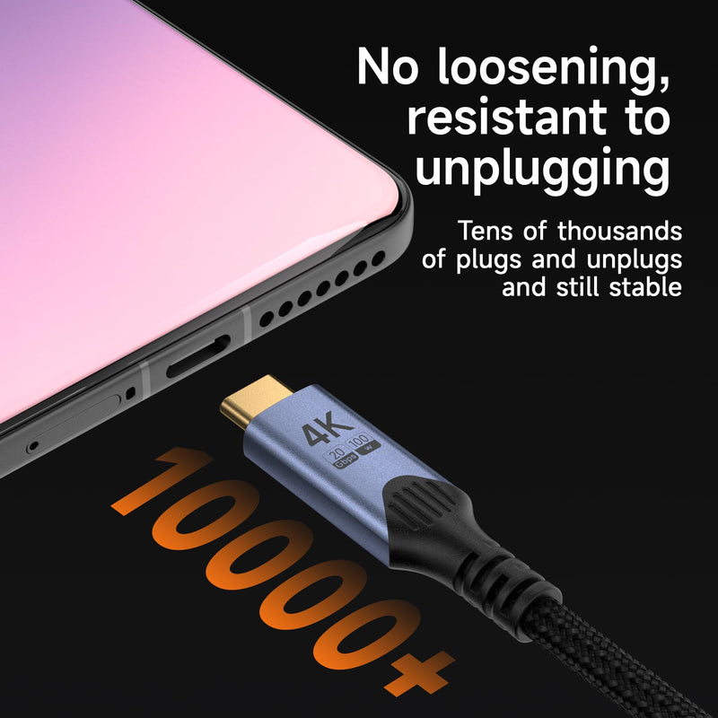 USB-c Long Cables 2-Pack 16.5FT,USB c 3.2 Gen 2x2 Compatible with Thunderbolt 4/3,20Gbps high Speed Data Transfer,Type C 100W Fast Charging,4K@60Hz Video with Monitor/Display/Dock/SSD/Hub. 16.5FT/5M+16.5FT/5M