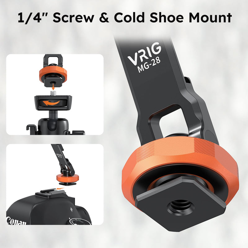 [AUSTRALIA] - VRIG MG-28 Magnetic Phone Tripod Mount,1/4" Thread Cold Shoe 360° Rotation,for iPhone16 15 14 13 12 Pro All Series,Magnetic Ring Magsafe iPhone Tripod Mount Adapter 