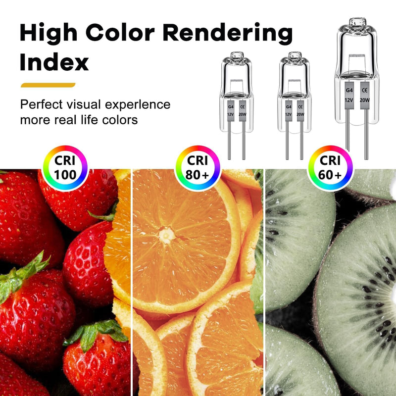 [AUSTRALIA] - Pack of 12 G4 Halogen Light Bulbs 20 W 2700 K Warm White 240 lm Halogen Bulb G4 20 W 12 V to 300 C Halogen Dimmable Warm White for Cooker Hoods, Ovens, Microwaves 20w 