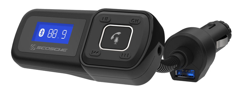 Scosche BTFM2A BTFREQ Universal Bluetooth Hands-Free Car Kit with Digital FM Transmitter and 10-Watt USB Car Charger, Stream Smartphone Audio Single Port Single USB-A, 12W Black