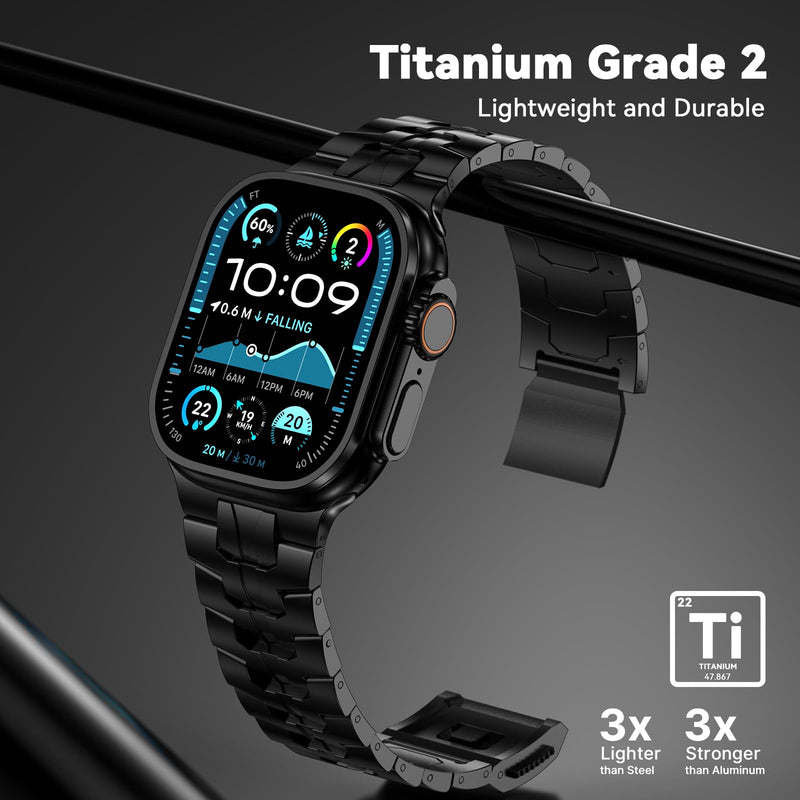 Magnetic Titanium Band for Apple Watch Ultra 2 & Ultra 49mm/ Series 10 46mm/ Series 9/8/7 45mm /SE 44mm, Premium Adjustable Titanium Watch Band with Scratch-Resistant Coating