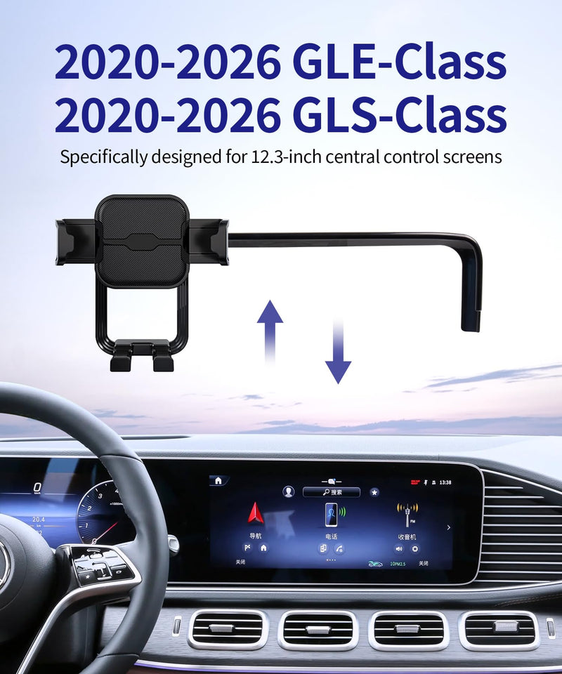 Auto Clamp Car Phone Holder for Mercedes-Benz GLE/GLS-Class 2020-2026 | 12.3" Screen Universal Mechanical Clip Cell Phone Mount Accessories Fit iPhone Android,Automobile GPS Dashboard Cradle