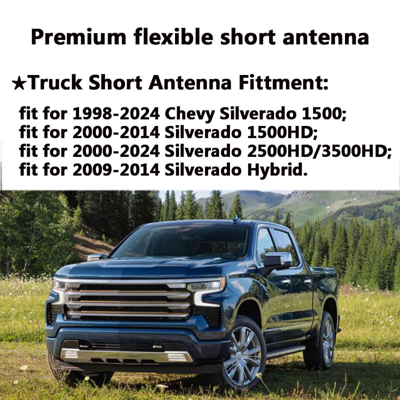 for GM Truck Short Antenna Fit for GMC Sierra 1500-3500 Denali (1999-2024) | Chevy Silverado 1500-3500 (1999-2024) | 7" Spiril Flexible Rubber Antenna, Optimized AM/FM Radio Reception Accessories