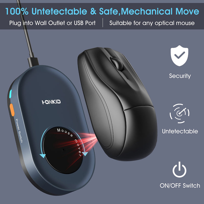 HONKID Undetectable Mouse Mover Jiggler with ON/Off Switch and USB Port Drive-Free,Simulate Physical Automatically Mouse Movement,Prevent Computer Laptop Inactive/Lockdown