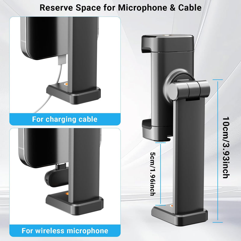 Phone Tripod Mount with Cold Shoe, 360° Rotation & 180° TiltTilting Cell Phone Clamp Adapter for Smartphone, Compatible with iPhone 17 16 15 Samsung S25, Selfie Stick, Camera Stand.