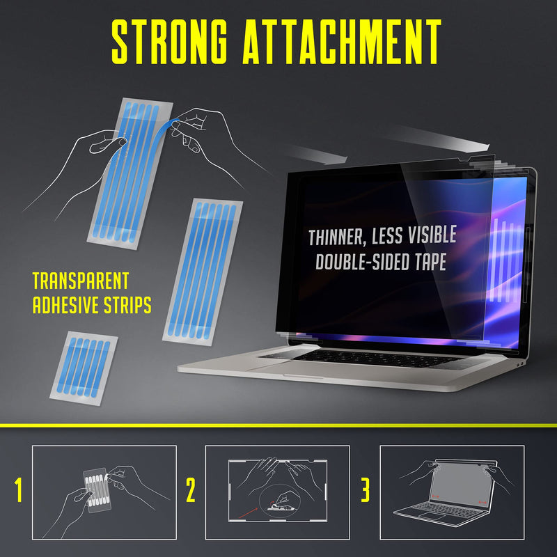 Privacy Screen Adhesive Tabs and Strips for Computer Monitors and Laptops - Replacement kit
