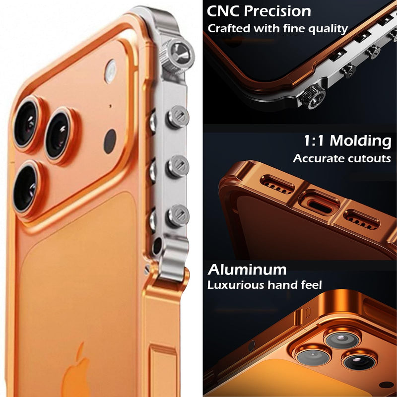 Metal Bumper Case for iPhone 17 Pro Max, Full-Frame Aluminum Bumper No Back Cover with Metal Buttons, Minimalist Bare-Hand Feel, Blue for iPhone 17 Pro Max 6.9"