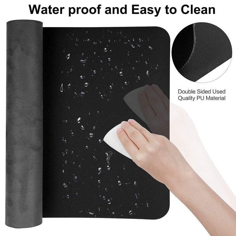 Leather Desk Mat,Desk Pad,Desktop mat,Waterproof Desk Mat for Desktop, Desk Mat for Keyboard and Mouse,Leather Mouse Pad Protector for Office and Home,30"x 14" Leather-black