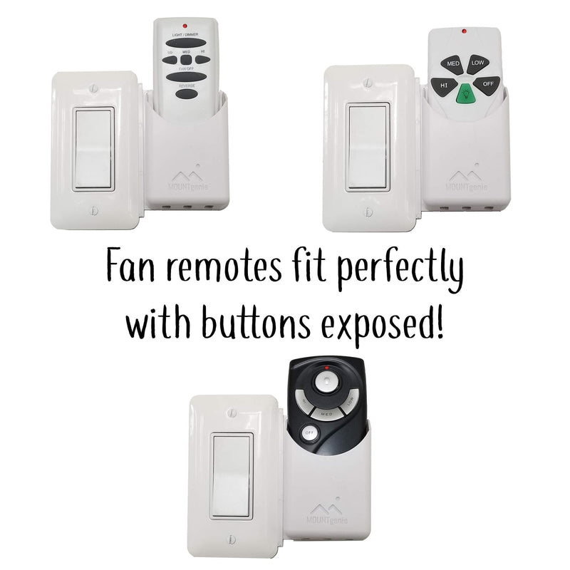 [AUSTRALIA] - The No-Screwups Remote Control Holder by Mount Genie (White): Wall Mount with No Damaging Screws or Tape. Installs in Seconds on Any Light Switch. Great for TV, Ceiling Fan and Roku Remotes. White 