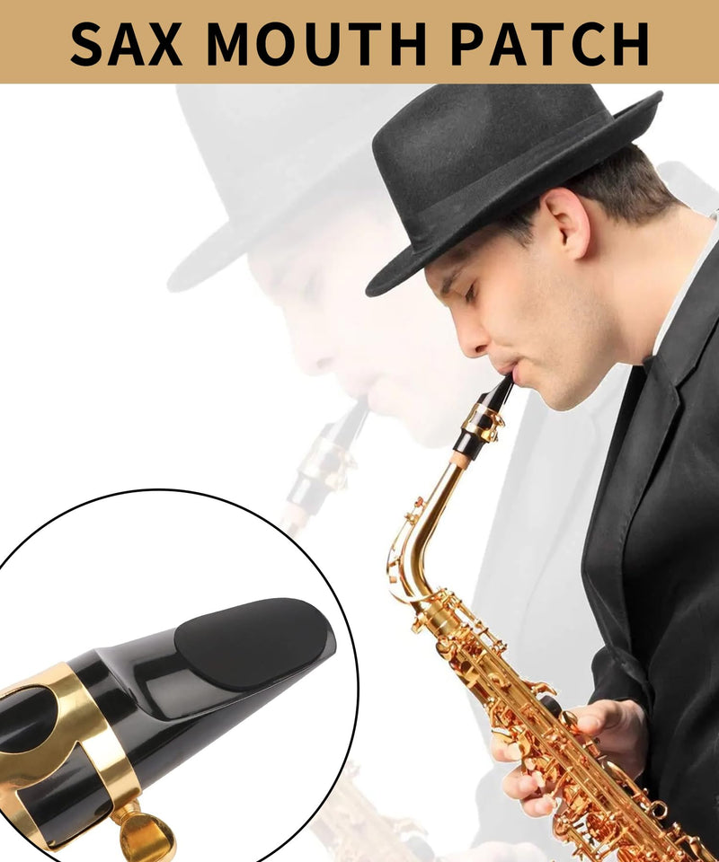 [AUSTRALIA] - 64Pcs 0.8mm Thick Saxophone and Clarinet Mouthpiece Cushion - Alto/Tenor Sax Mouthpiece Patches Pads Cushions - Oval Rubber Strong Adhesive for Beginners Musicians - Black 