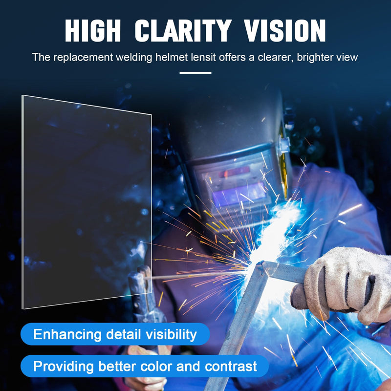 20Pcs 3350 Series Welding Helmet Cover Lens Fits for Lincoln Electric Viking, Inside Outside Helmet Hood Replacement Clear Cover Len 3.7" x 3.5" x .04", 4.5" x 5.25" x .04"