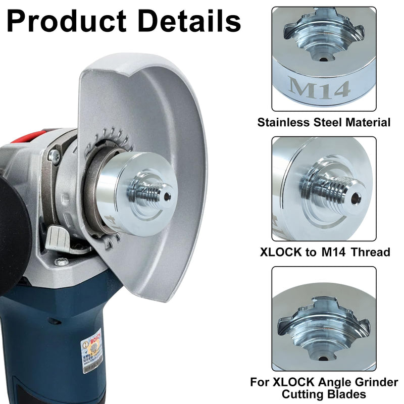 XLOCK Adapter to M14 Thread Adapter Kit with Grinder Quick Change Nut, Suitable for 22.23mm Arbor Saw Blades, XLOCK Angle Grinders