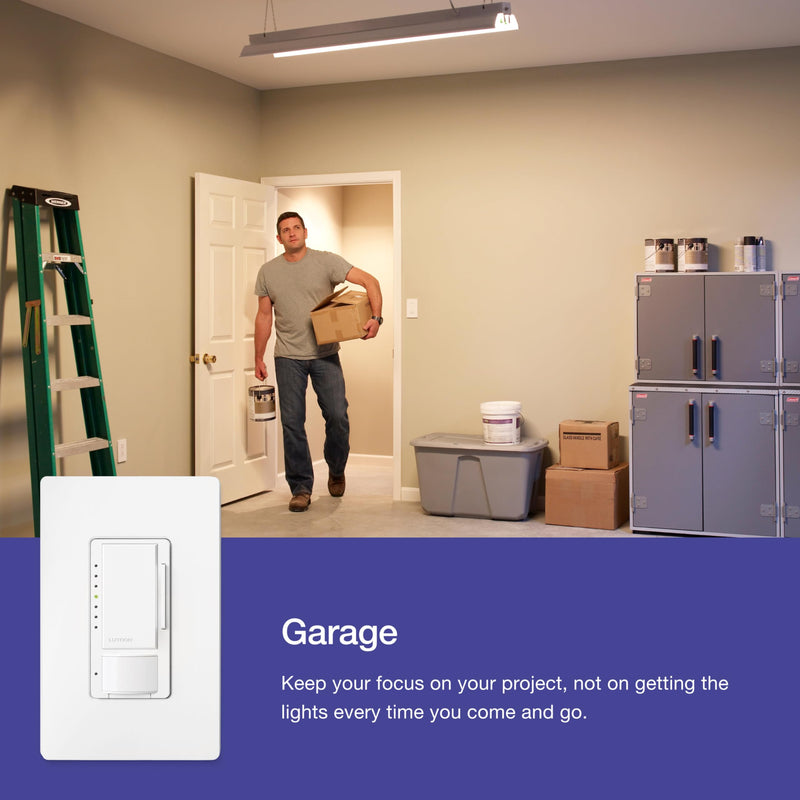 Lutron Maestro Motion Sensor Dimmer Switch for Bathroom, Garage, Laundry Room, and Closet, Occupancy and Vacancy Sensor, Single-Pole/Multi-Location, No Neutral Req, MSCL-OP153M-BL, Black 1 Pack