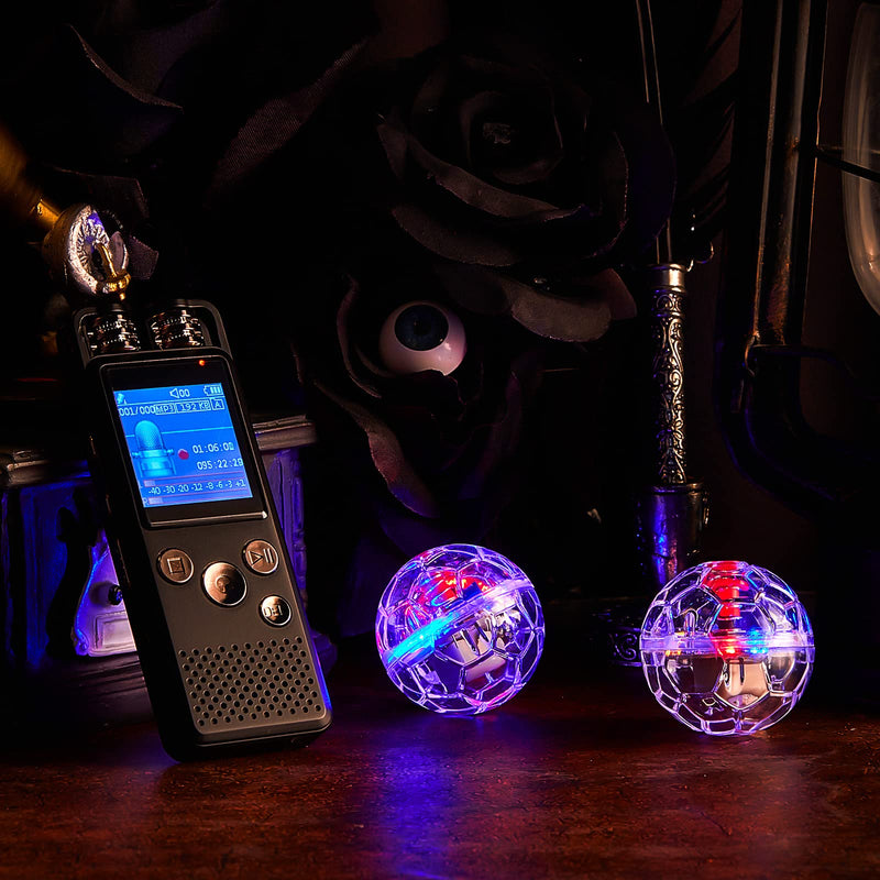5 Pcs Ghost Hunting Kit includes Digital Voice Recorders with 4 LED Cat Balls Motion Activated Cat Ball Toy Voice Activated Recorder with Playback for Pet Cat Dog Animals (8 GB,Chic Style)
