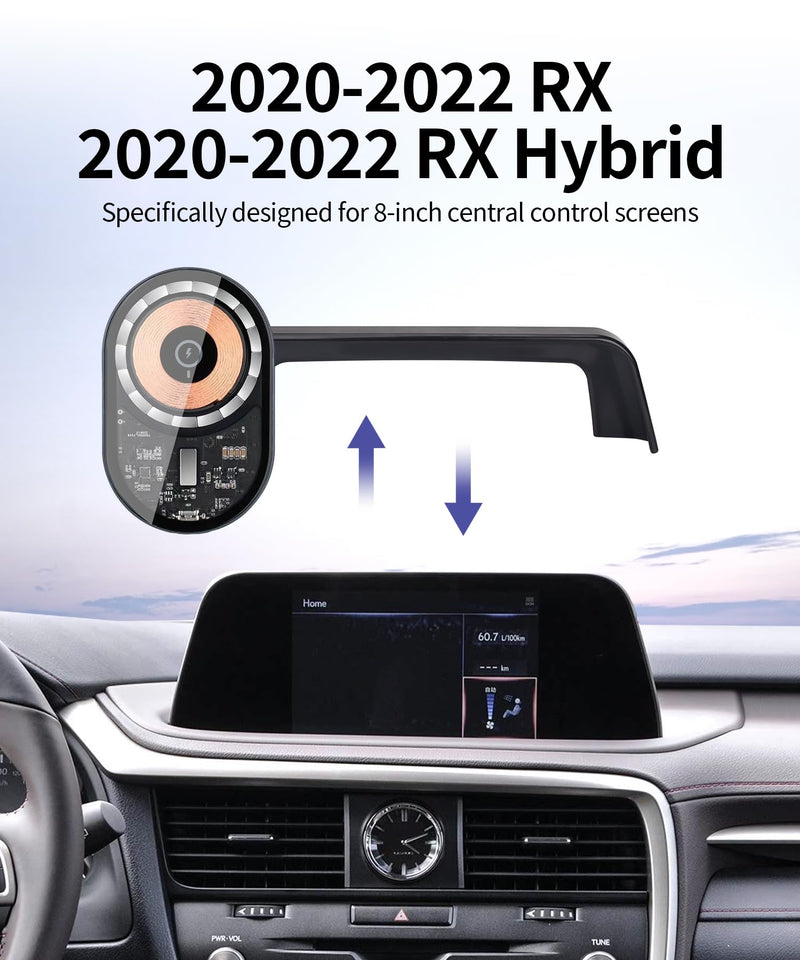 Wireless Charging Car Phone Holder for Lexus RX/Hybrid 2020-2022, 8" Screen | Magsafe Accessories Fast Charging Magnetic Cell Phone Holder Clip Compatible with iPhone Android, 3D Fit Vehicle Phone Stand 8-inch for 2020-2022 RX/RX Hybrid