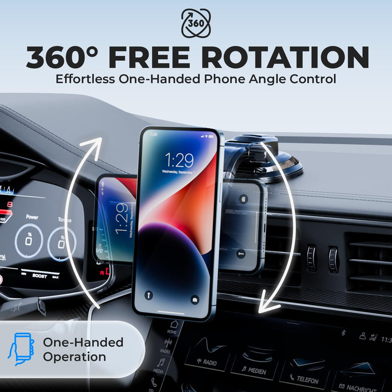 BESTRIX Phone Holder for Car, Magnetic Car Phone Mount | Dashboard Car Phone Holder Compatible with iPhone 15, 14,13,12,11Pro,Xr,XS Pro MAX Galaxy S24 23 22 21 20 Ultra Note S8 S9 S10 & All Smartphone Black