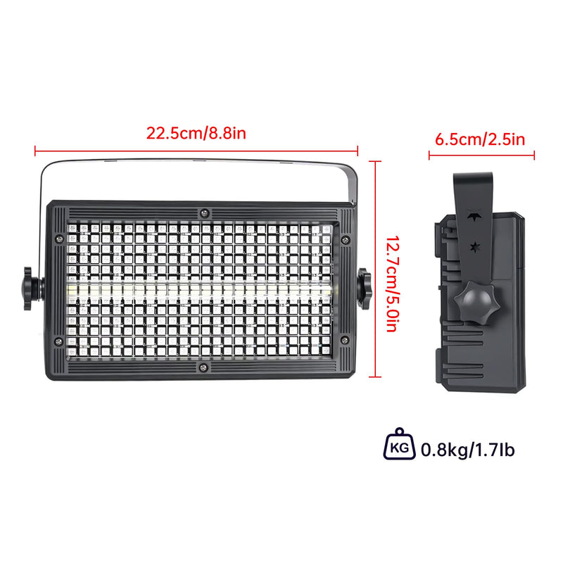 LED Stage Strobe Light, 8 Partition RGB 3-in-1 DMX512 Sound Activated Control Wall Wash Effects Lighting for dj Bar Disco Party Events Wedding Church
