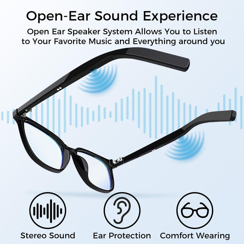 Smart Glasses, Bluetooth Glasses for Men and Women, with Speakers, Voice Assistant, UV Protection, Magnetic Clip-On Polarized & Night Vision Lenses for Indoor/Outdoor Use