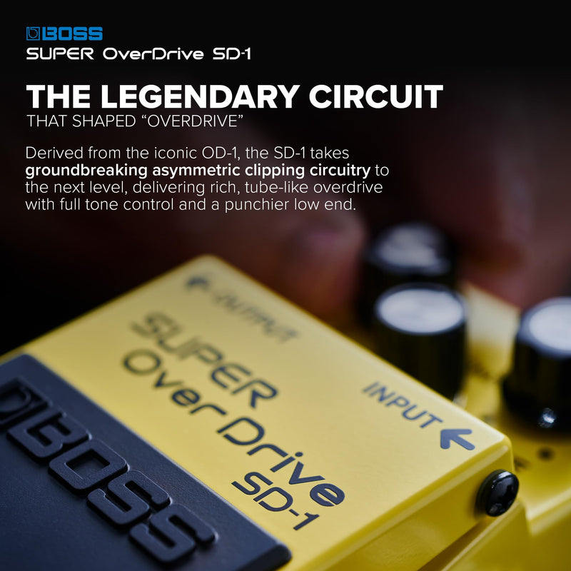 BOSS SD-1 SUPER Overdrive | Compact Overdrive Pedal | Genre-Defining Sound & Feel | Unique Clipping Circuitry Produces Tube-Like Characteristics | Dynamic Tone Options | Easy-To-Use Controls Standard