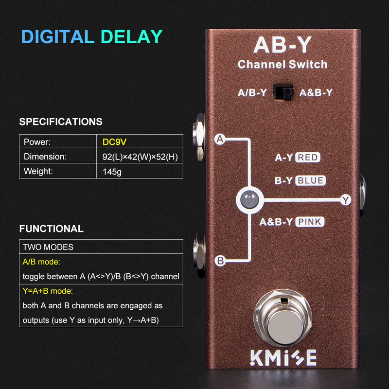 Kmise ABY Pedal,Box Line Selector AB Switch,Electric Guitar Effects Pedal Mini Single Type DC 9V True Bypass