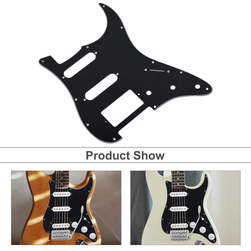SAPHUE HSS 11 Holes Strat Electric Guitar Pickguard and BackPlate Set for Fender US/Mexico Made Standard Stratocaster Modern Style Guitar Parts (3ply Black) 3ply Black