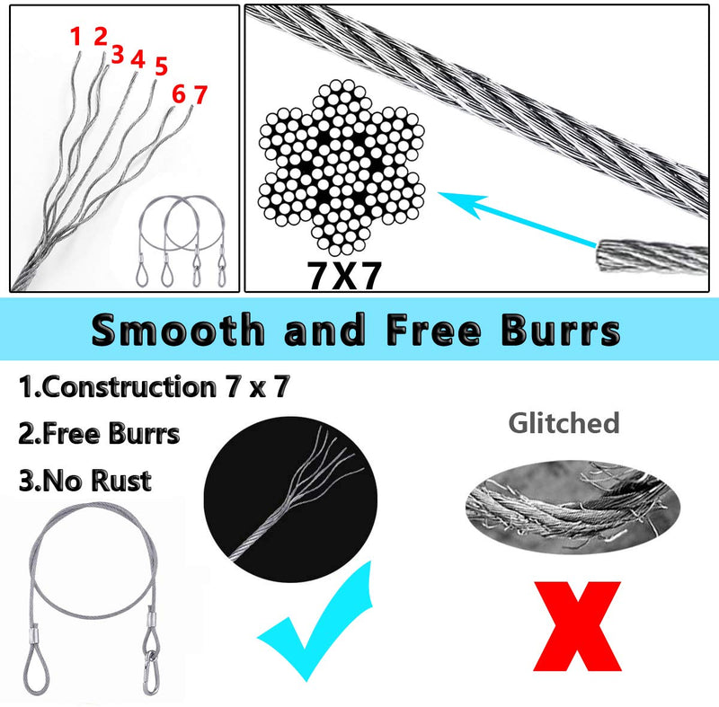5 Pack Stage Light Safety Cable Stainless Steel Security Wire for Lighting, Luggage, Garage Goor, Camera Silver 5/64in * 20in