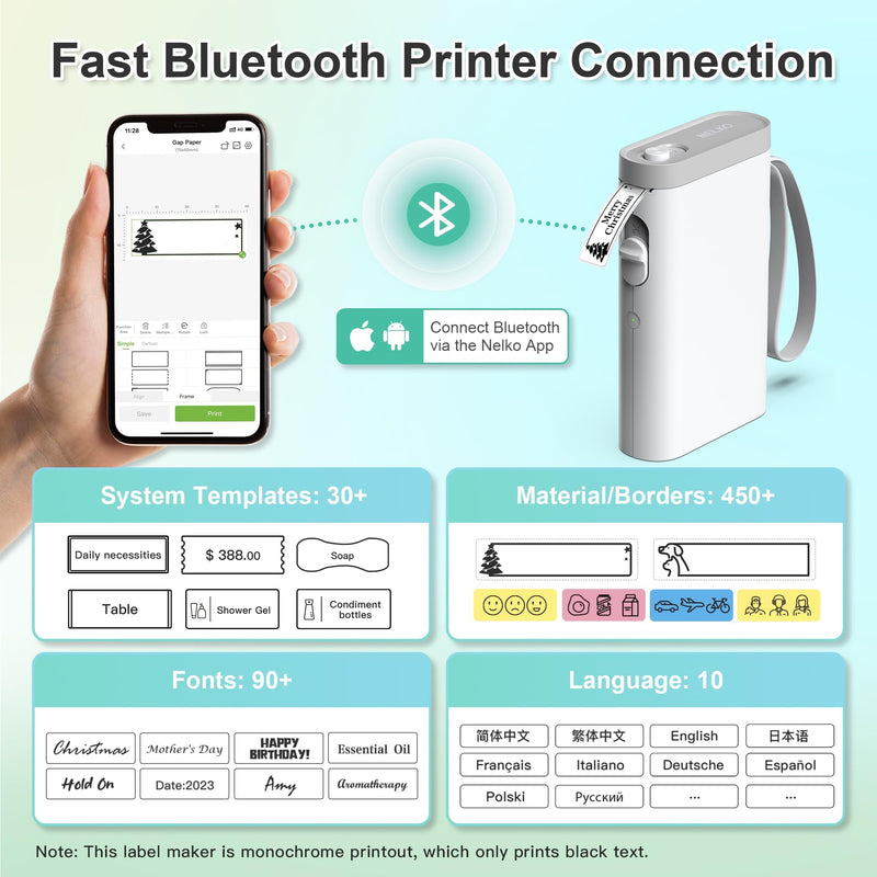 Label Maker Machine with Tape, P21 Bluetooth Label Printer, Wireless Mini Label Makers with Multiple Templates for Organizing Office Home, White